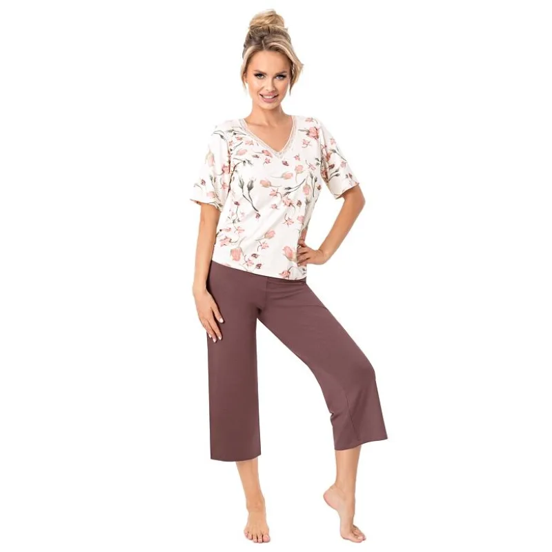 Dámske pyžamo Amaris 3/4 kvetinové L