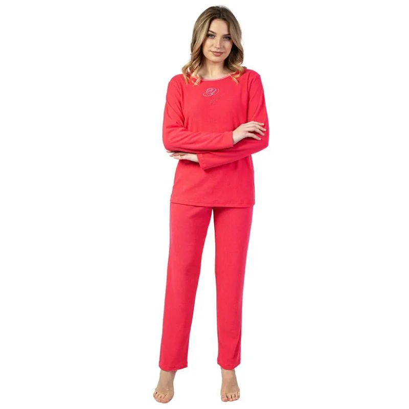 Dámske froté pyžamo Emily malinovo ružové M