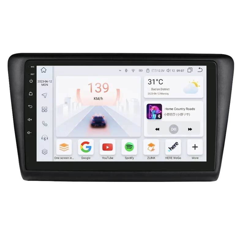 HIZPO KXRAPID91/92 Autorádio 9“ Android pro Škoda Rapid Barva rámečku: Černá matná, Model: S9008 (8+128GB) CHR1567_MAT