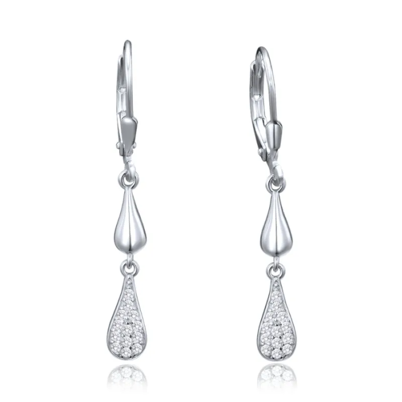 Luxusné strieborné náušnice s bielymi zirkónmi MINET JMAS0279SE00