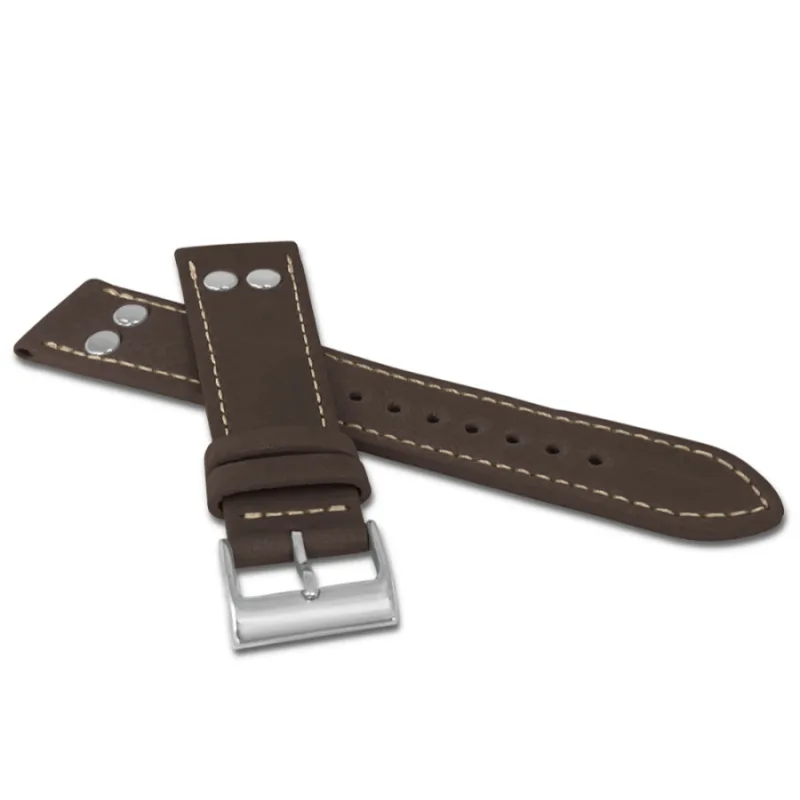 Hnedý remienok na hodinky PILOT z luxusnej kože Top Grain - 22 LAVVU LSUAC22