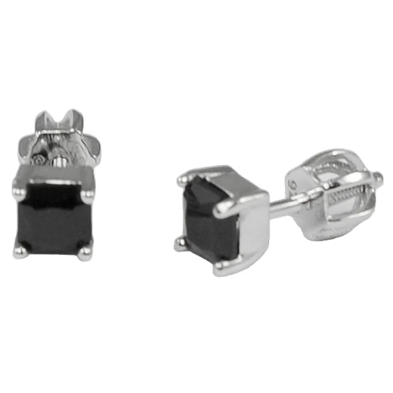 Strieborné náušnice pecky s čiernymi zirkónmi ADANITO SLES1175