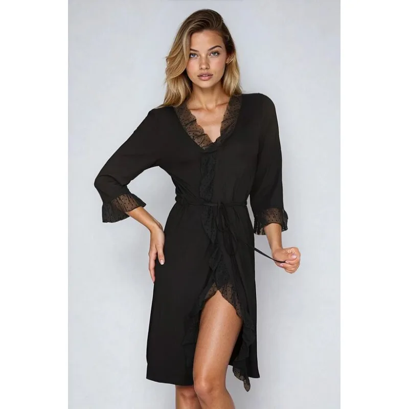 Letný dámsky župan Chios čierny XL