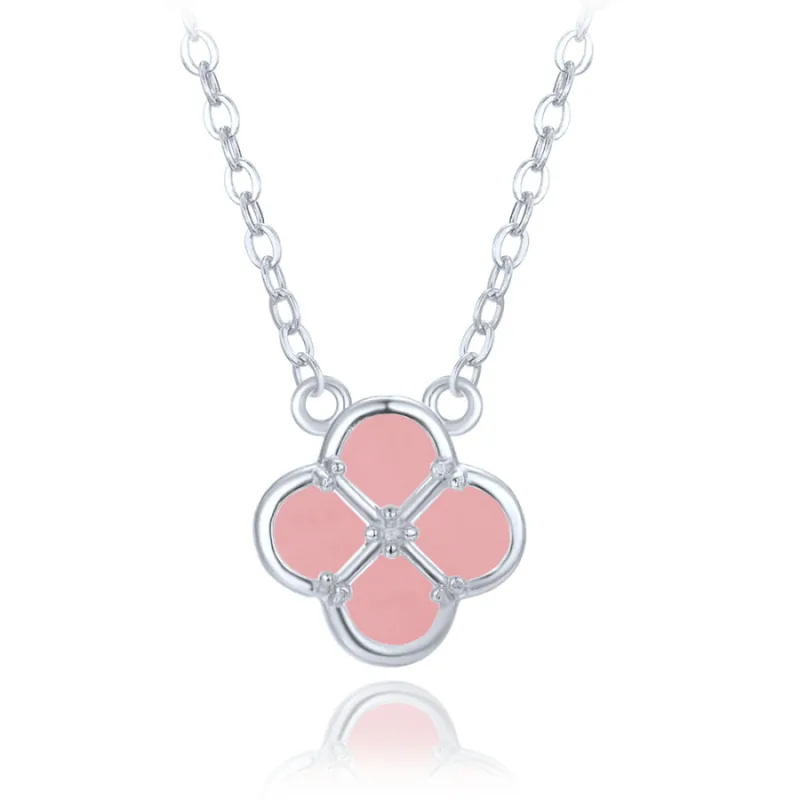 Strieborný náhrdelník ďatelinové listy s jadeitom MINET JMAS7058RN47