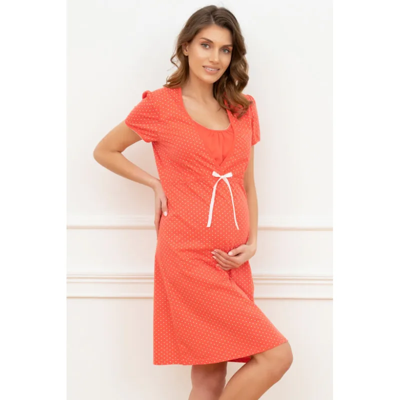 Bavlnená tehotenská nočná košeľa Alena koralová XL