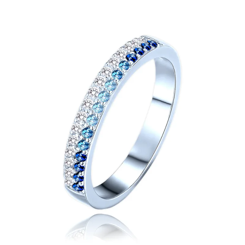 Luxusný strieborný prsteň s bielymi a modrými zirkónmi MINET JMAS0291AR, 51, 2.10 g