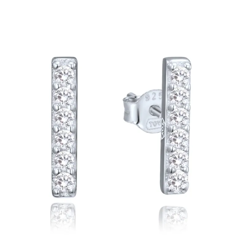 Elegantné strieborné náušnice s bielymi zirkónmi MINET JMAN0629SE00