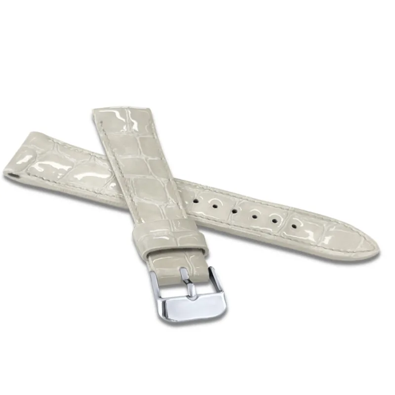 Vysoko lesklý biely prešívaný remienok CROCO OCALA z luxusnej kože TOP GRAIN - 20 LAVVU LSAGW20