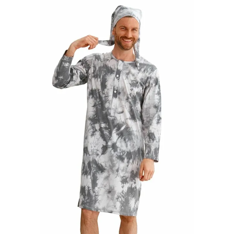 Pánska nočná košeľa Philip batika sivá L