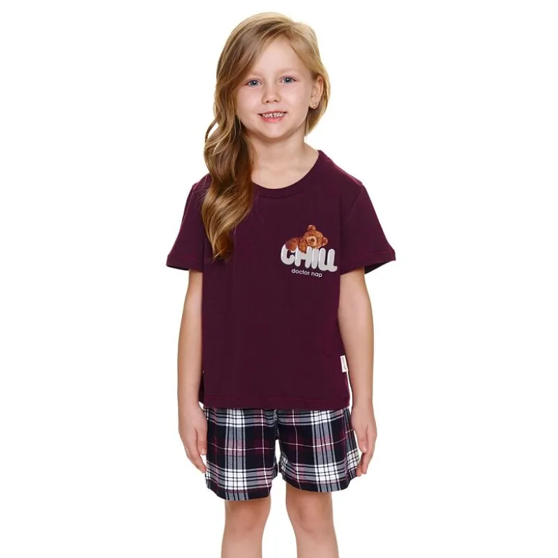 Chlapčenské a dievčenské pyžamo Chill teddy vínové 110/116