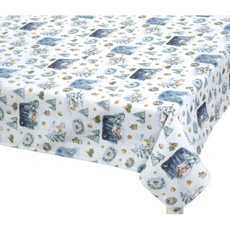 Bellatex Vánoční ubrus, Chaloupka a krajina zasněžená - 120x140 cm