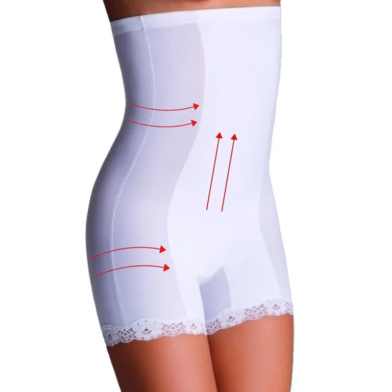 Sťahovacie predĺžené nohavičky s čipkou Vanessa biele 3XL