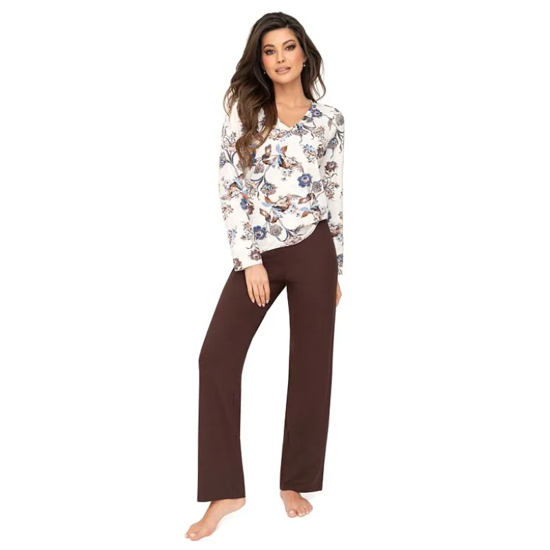 Luxusné dámske pyžamo Naomi long kvetinové S