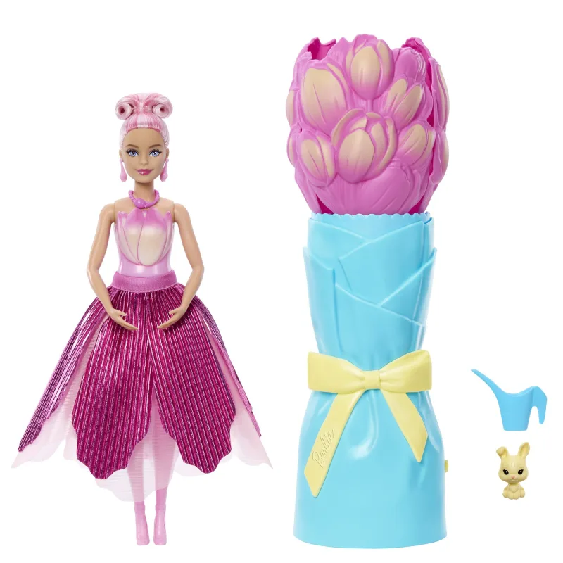 Mattel Barbie PETAL POP květinové překvapení - růžový tulipán