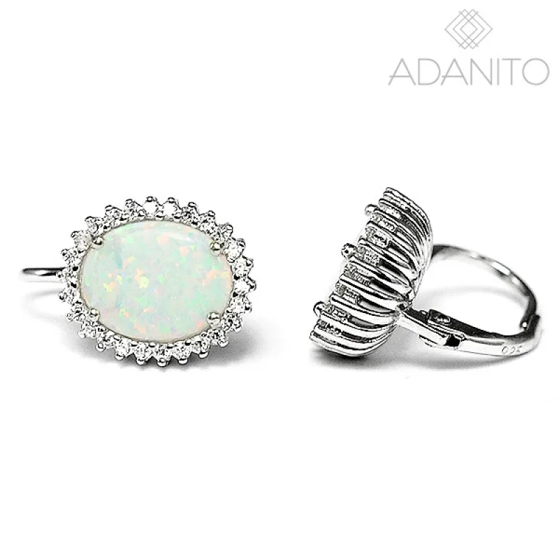 Strieborné opálové náušnice so zirkónmi BENETO AGUC3397