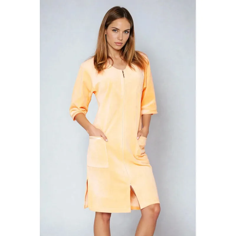 Dámsky velúrový župan marhuľový 4XL