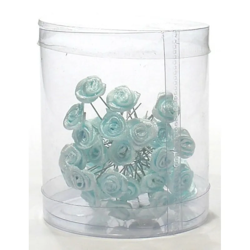 SALON Komplet Vlasové ozdoby Vlásenky s ružičkou 50ks - modré