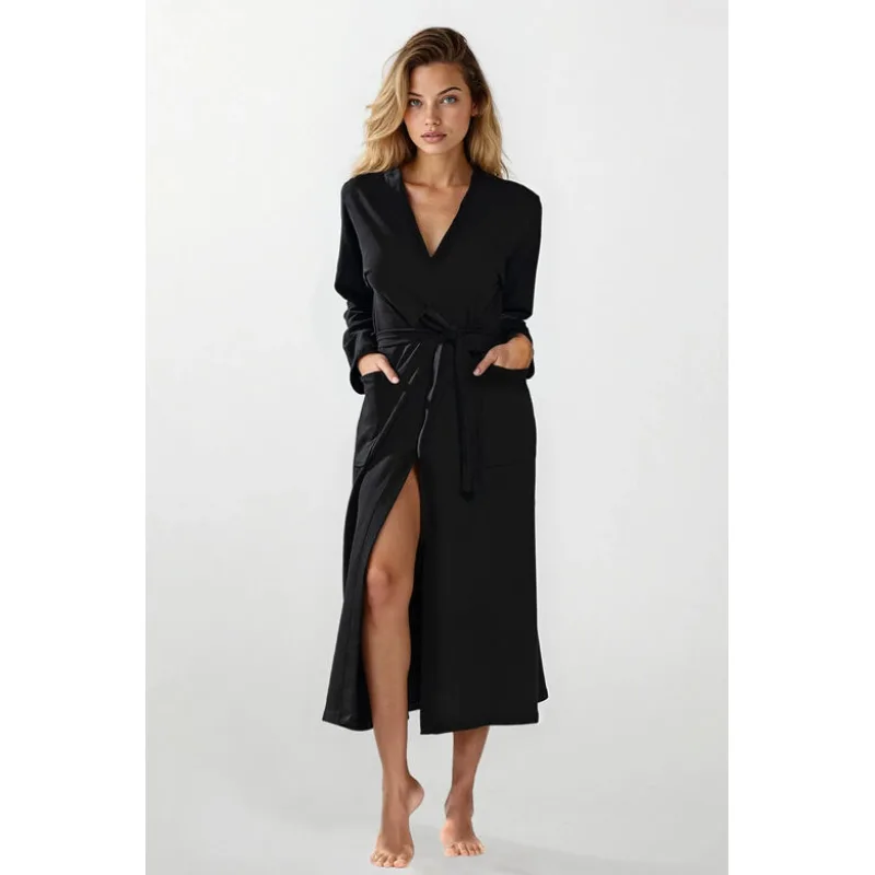 Bavlnený župan Melissa čierny L