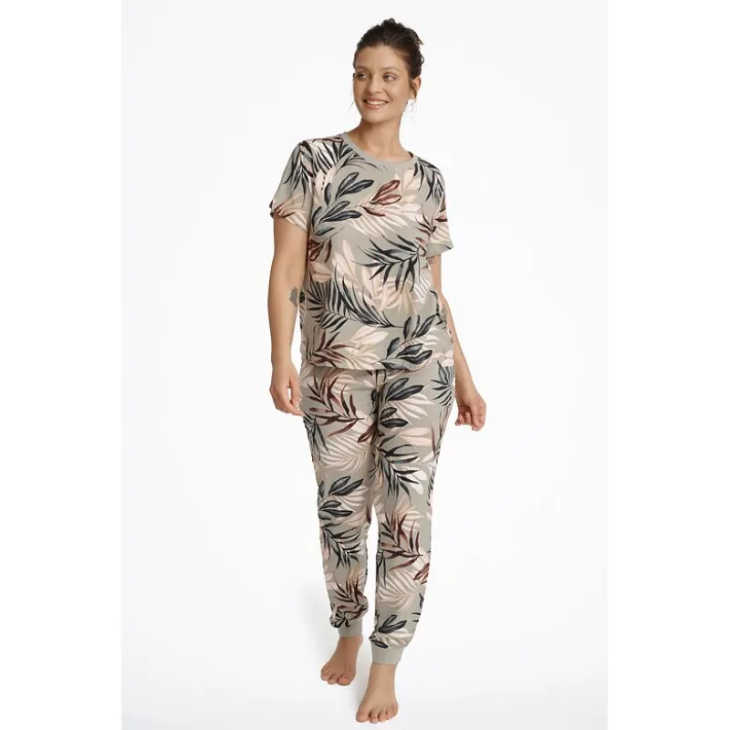 Dámske pyžamo Leto zelené s prírodným motívom M