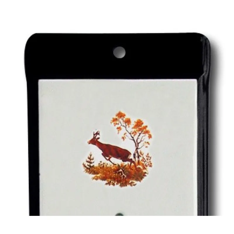 Venkovní teploměr smaltovaný, Černobílý, Motiv Srnec, 500x95 mm