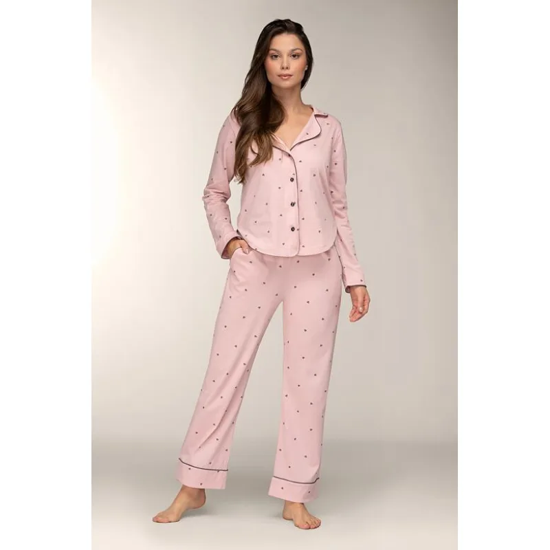 Bavlnené dámske pyžamo Morning kiss ružové L