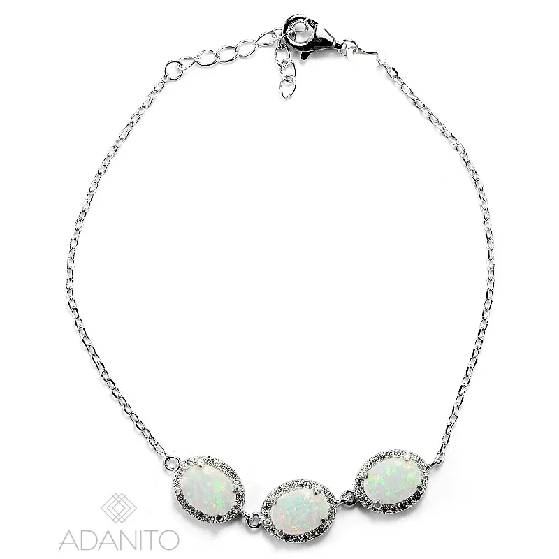 Strieborný opálový náramok so zirkónmi ADANITO EFB0000187