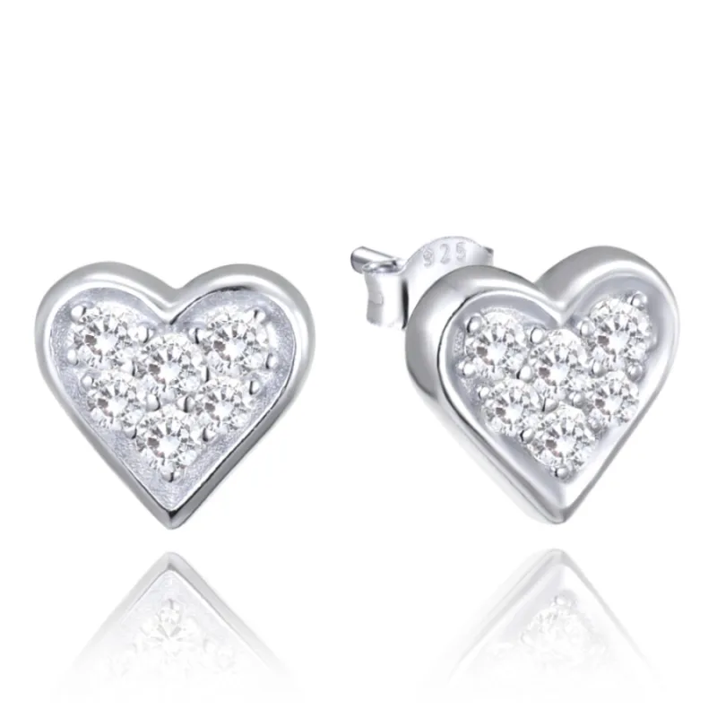 Strieborné náušnice srdcia so zirkónmi MINET JMAN0479SE00