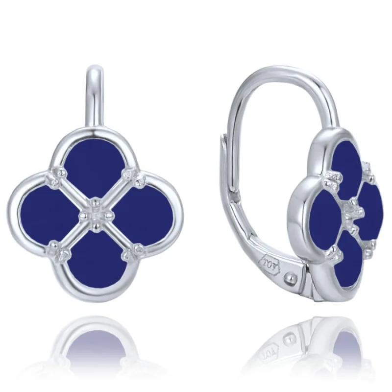 Strieborné náušnice štvorlístky s lapisom MINET JMAS7058BE00