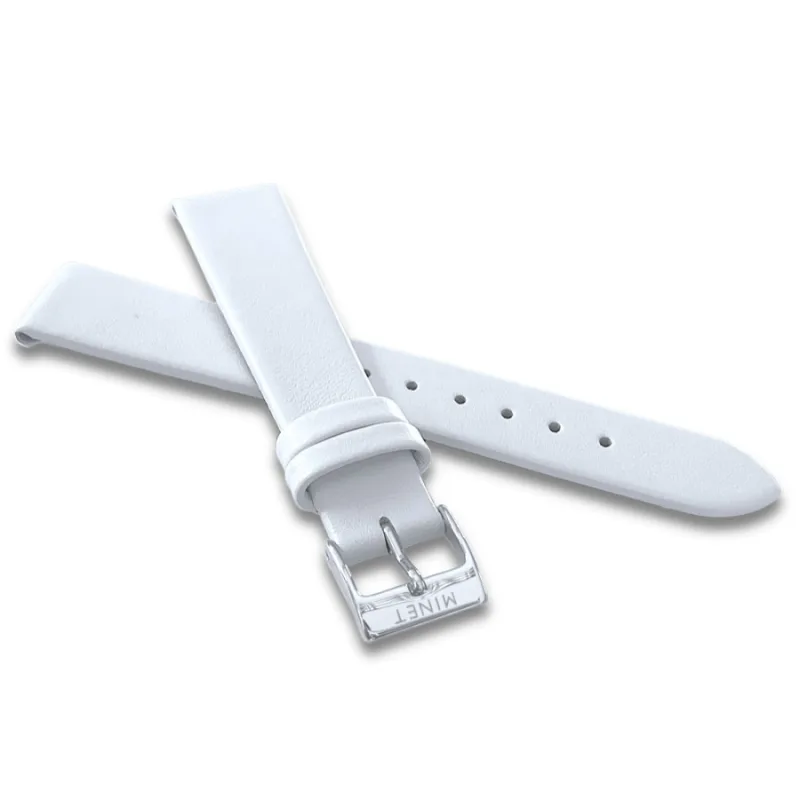 Biely kožený remienok so striebornou prackou - 16 MINET MSLWS16