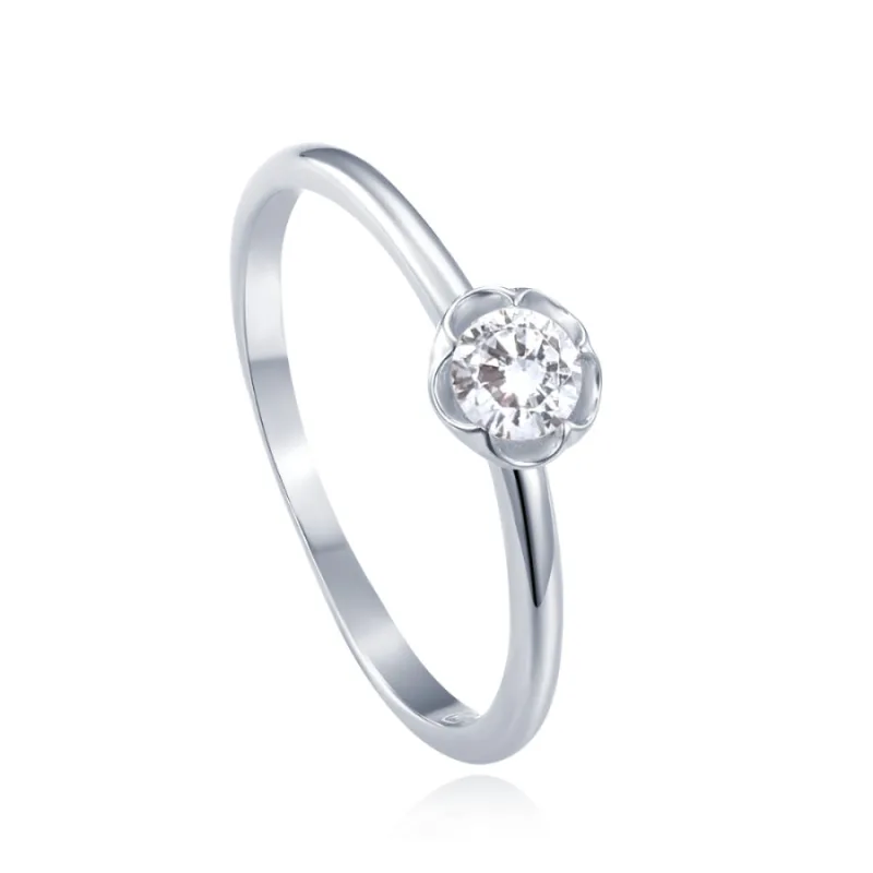 Strieborný prsteň kvet s bielym zirkónom MINET JMAD0051SR, 54, 1.30 g