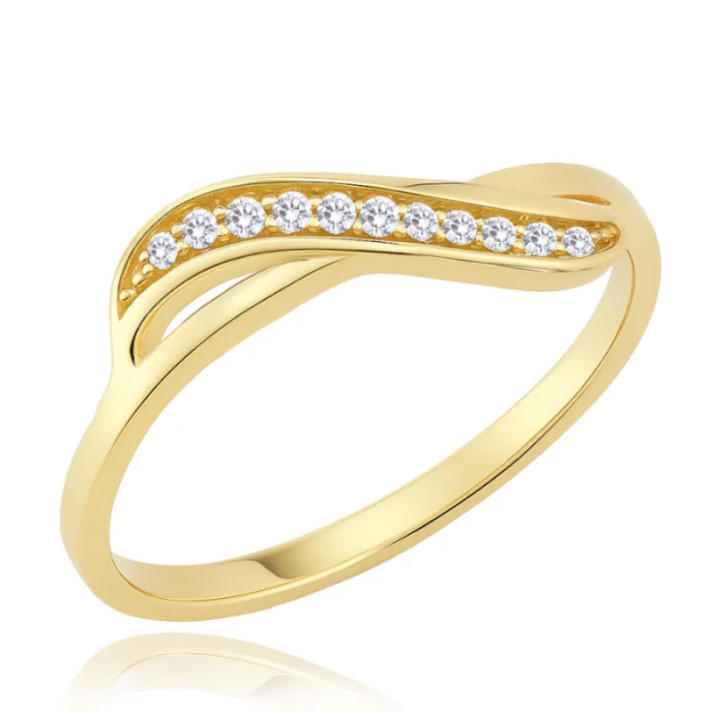 Luxusný zlatý prsteň s bielymi zirkónmi Au 585/1000 MINET JMG0292WGR, 57, 1.30 g