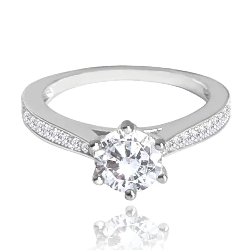 Luxusný strieborný prsteň s bielymi zirkónmi MINET JMAN0429SR, 59