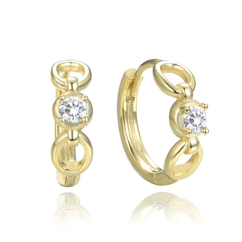 Elegantné pozlátené strieborné náušnice s bielym zirkónom MINET JMAS0253GE00