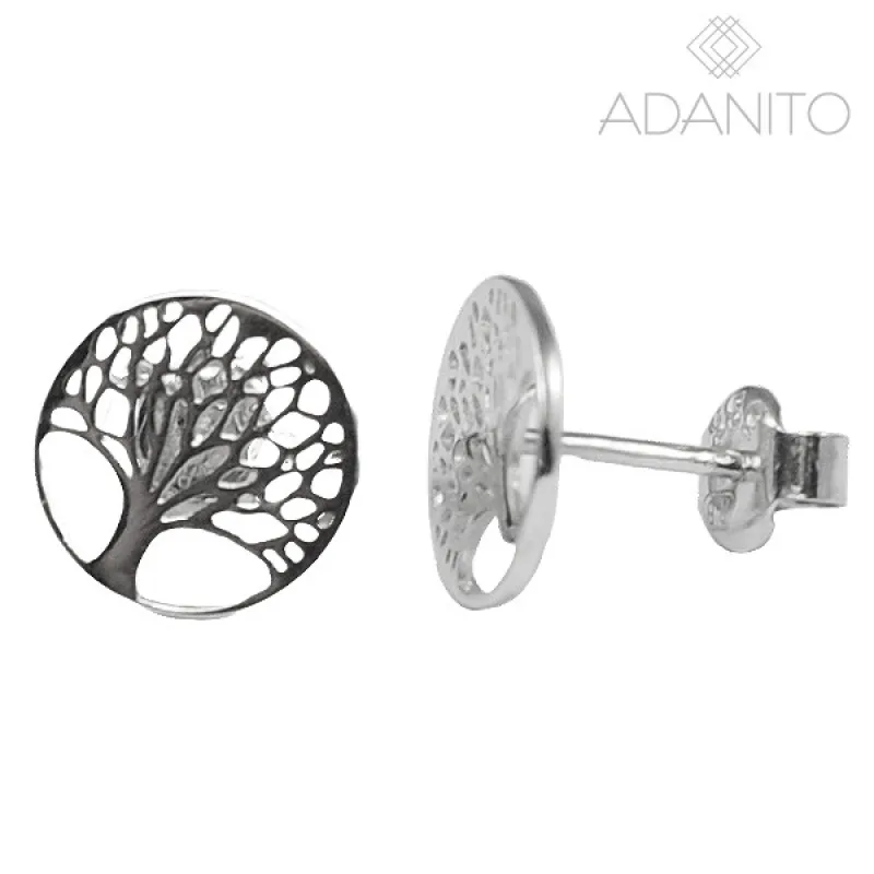 Zlaté náušnice z bieleho zlata strom života ADANITO BRN1155S, 1.04 g
