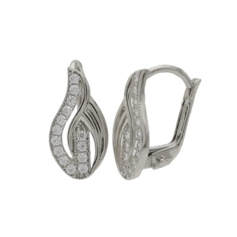 Zlaté náušnice so zirkónmi z bieleho zlata na patent KA CDL117W, 1.85 g, 1.85 g