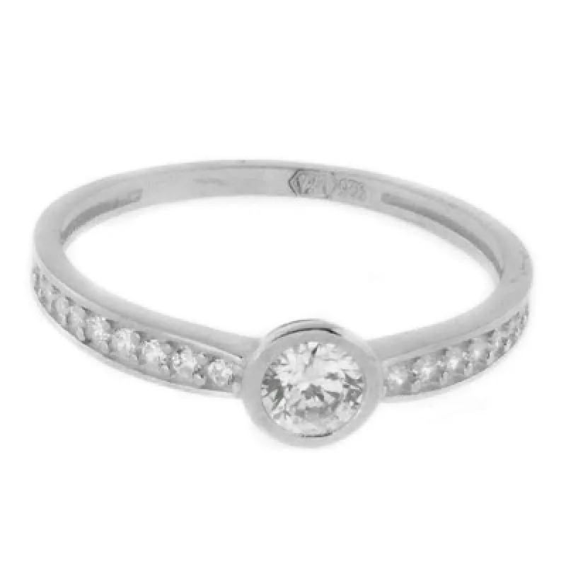 Zlatý prsteň s kameňom z bieleho zlata KA NZPV3W, 51, 1.70 g