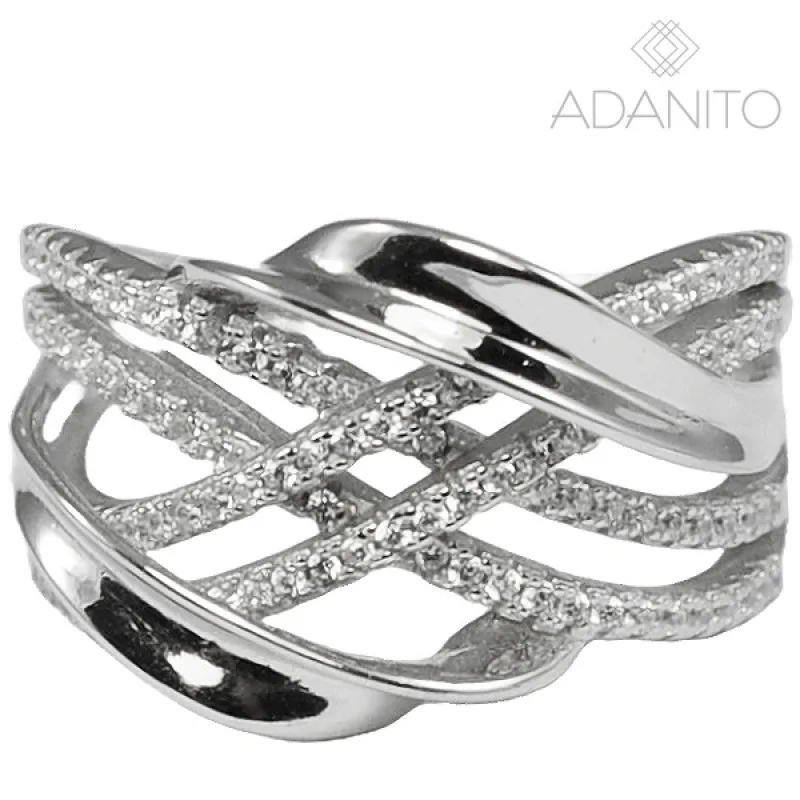 Strieborný prsteň so zirkónmi BENETO AGG664, 62