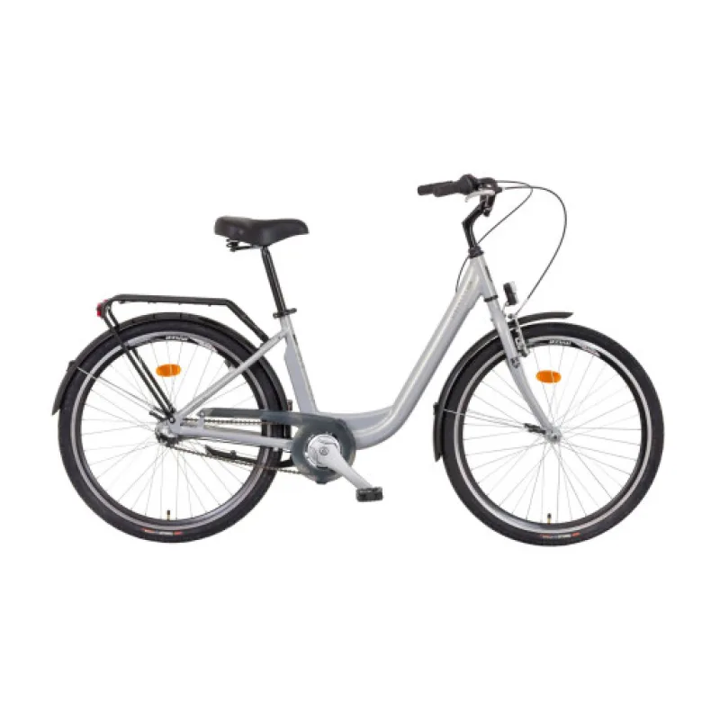 LIBERTY Městské jízdní kolo VIA 7spd NEXUS 26" 2026 stříbrné, Přední vidlice Odpružená