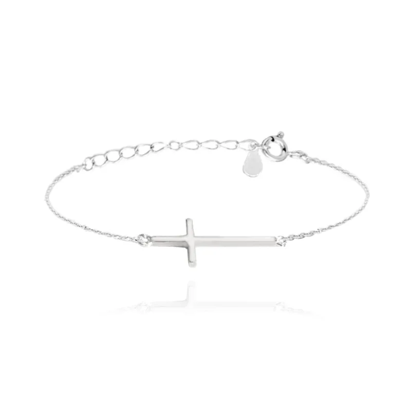 Strieborný náramok kríž ležatý MINET JMAS0062SB16
