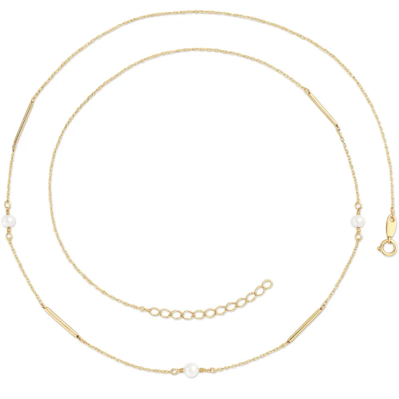 Elegantný zlatý náhrdelník s perlou Au 585/1000 2,40g MINET JMG0084WGN53