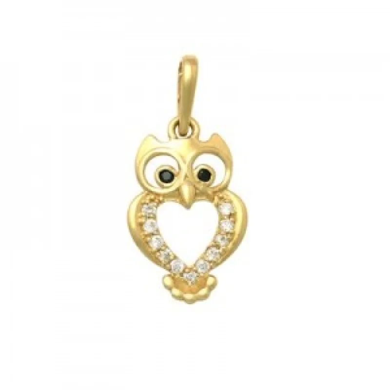 Zlatý prívesok sova zo žltého zlata KA 8205, 0.4 g, 0.40 g