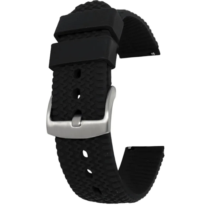 Čierny štruktúrovaný silikónový remienok na hodinky - 20 LAVVU LS01B20