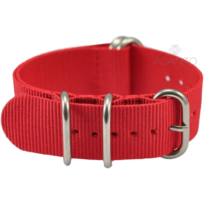 Nylonový Nato remienok na hodinky 22 mm červený ADANITO NATO2RED22
