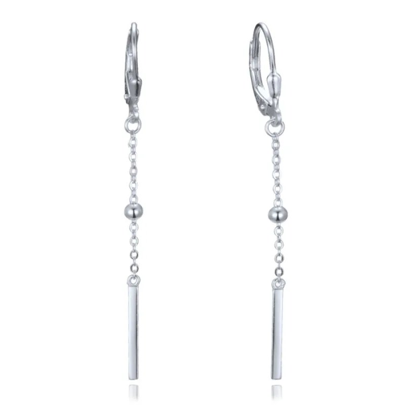 Strieborné visiace náušnice s guľôčkami a tyčinkami MINET JMAS0303SE00