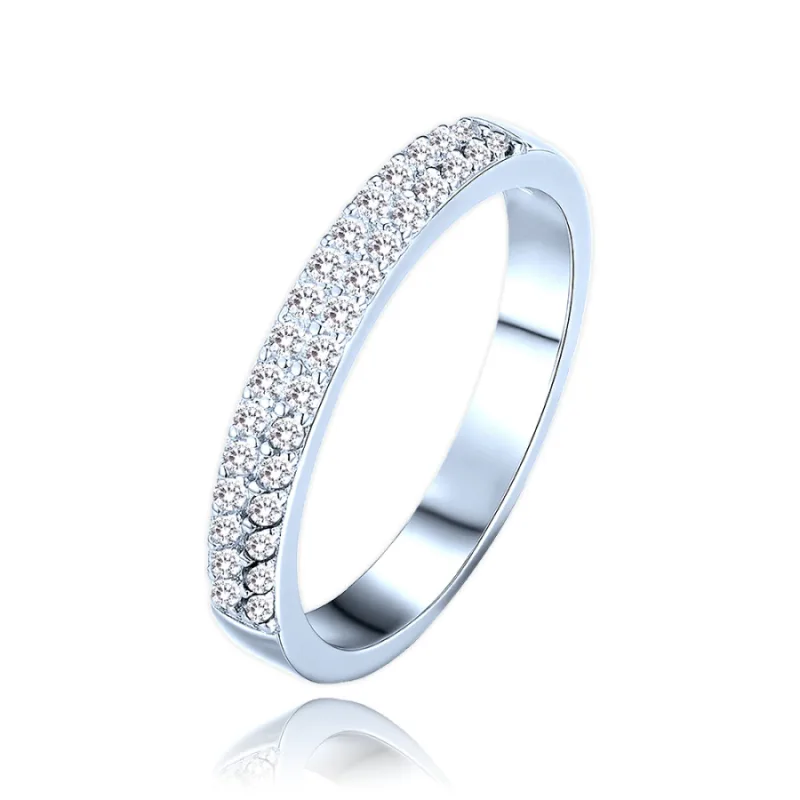 Luxusný strieborný prsteň s bielymi zirkónmi MINET JMAS0291SR, 61