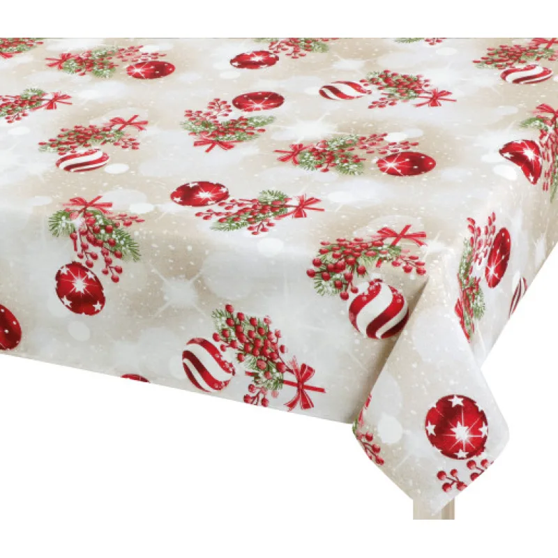 Bellatex Ubrus Vánoční Koule a cesmína - 100x100 cm