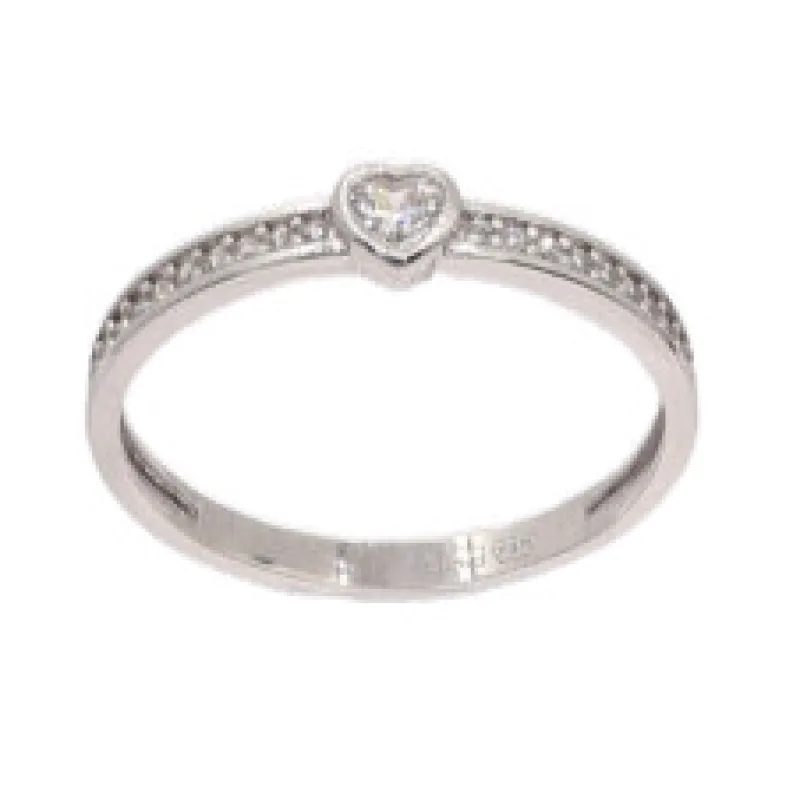 Zlatý prsteň srdiečko so zirkónmi z bieleho zlata KA GLR4002W, 55, 1.45 g