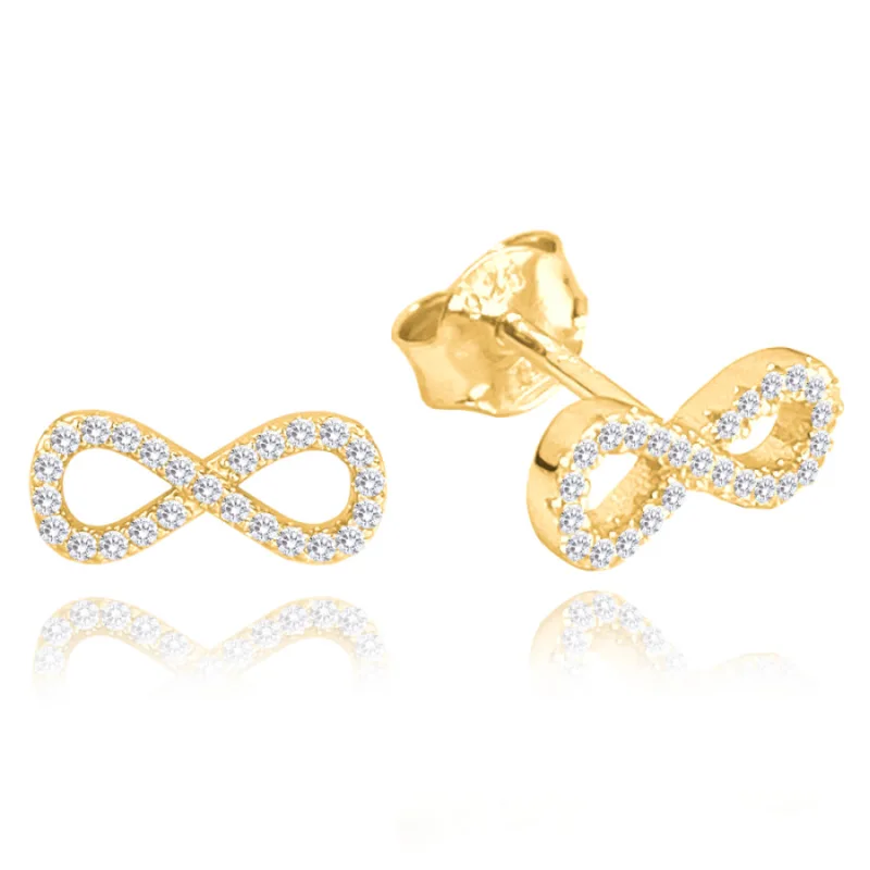 Pozlátené strieborné náušnice INFINITY s bielymi zirkónmi MINET JMAS0187GE00