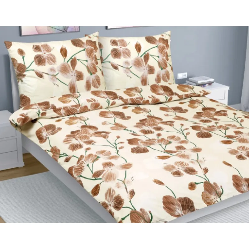 Bellatex Povlečení bavlna, Zahrada béžová - 240x200, 2ks 70x90cm