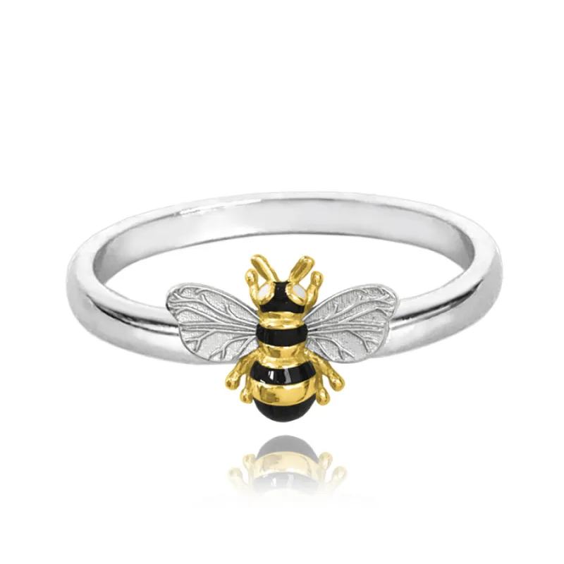 Pozlátený strieborný prsteň včielka MINET JMAS5056GR, 49, 1.60 g